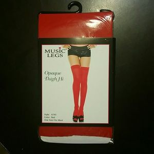 Opaque red thigh highs
